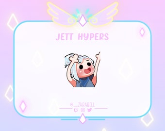Cute Animated Valorant Jett Hype Raze Love Emote for Twitch, Youtube and Discord