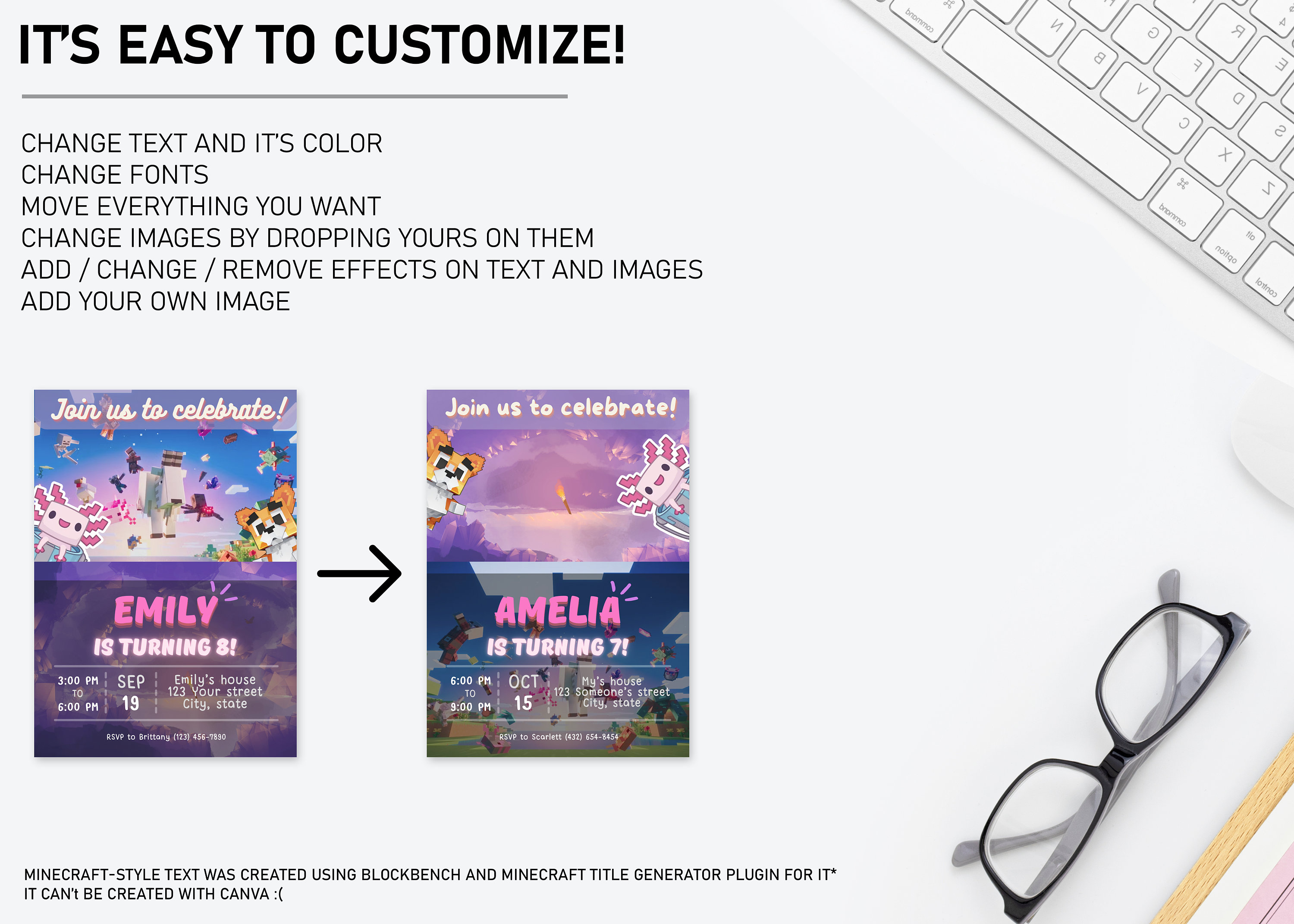 Blocky Minecraft Party Invite