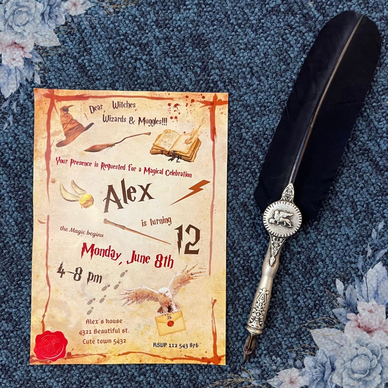 Editable Wizard Birthday Invitation, Harry Potter Party Invite Template ...