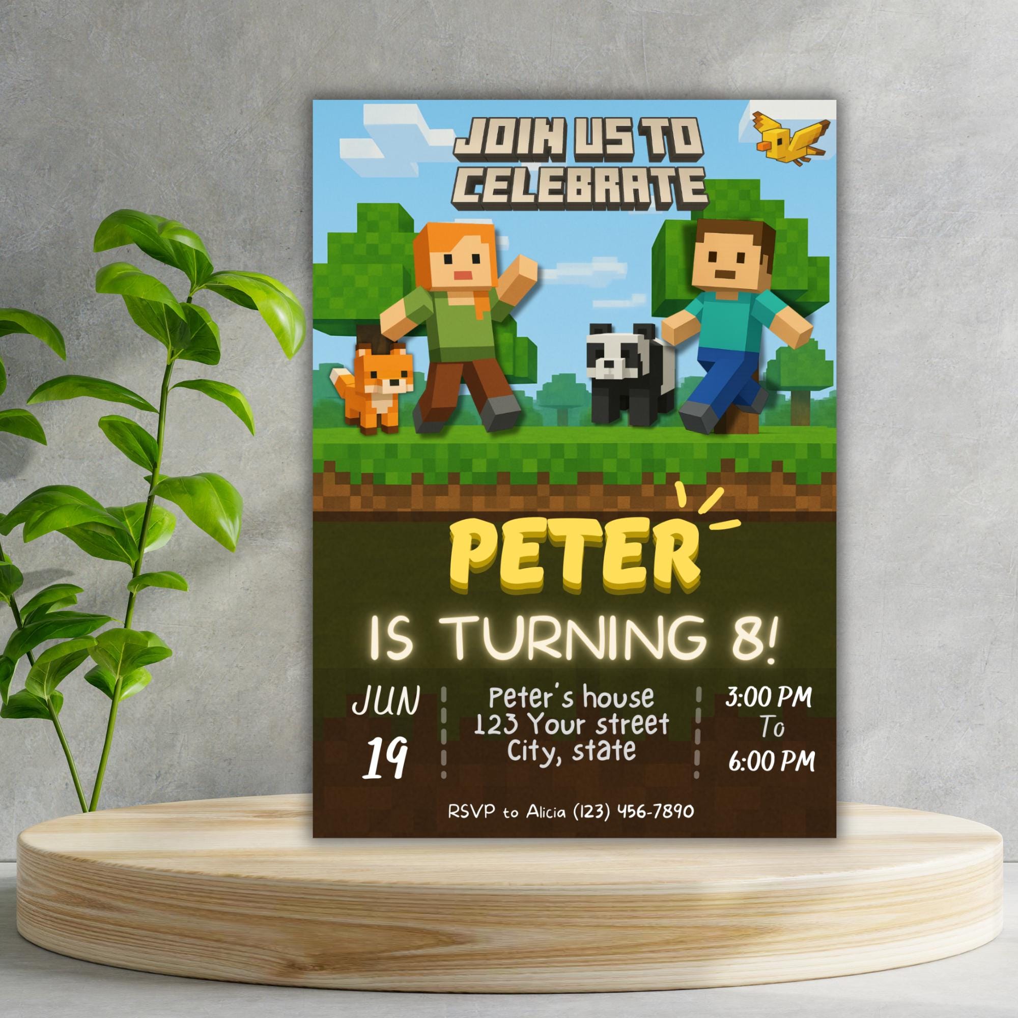 Pixel Party Birthday Invite