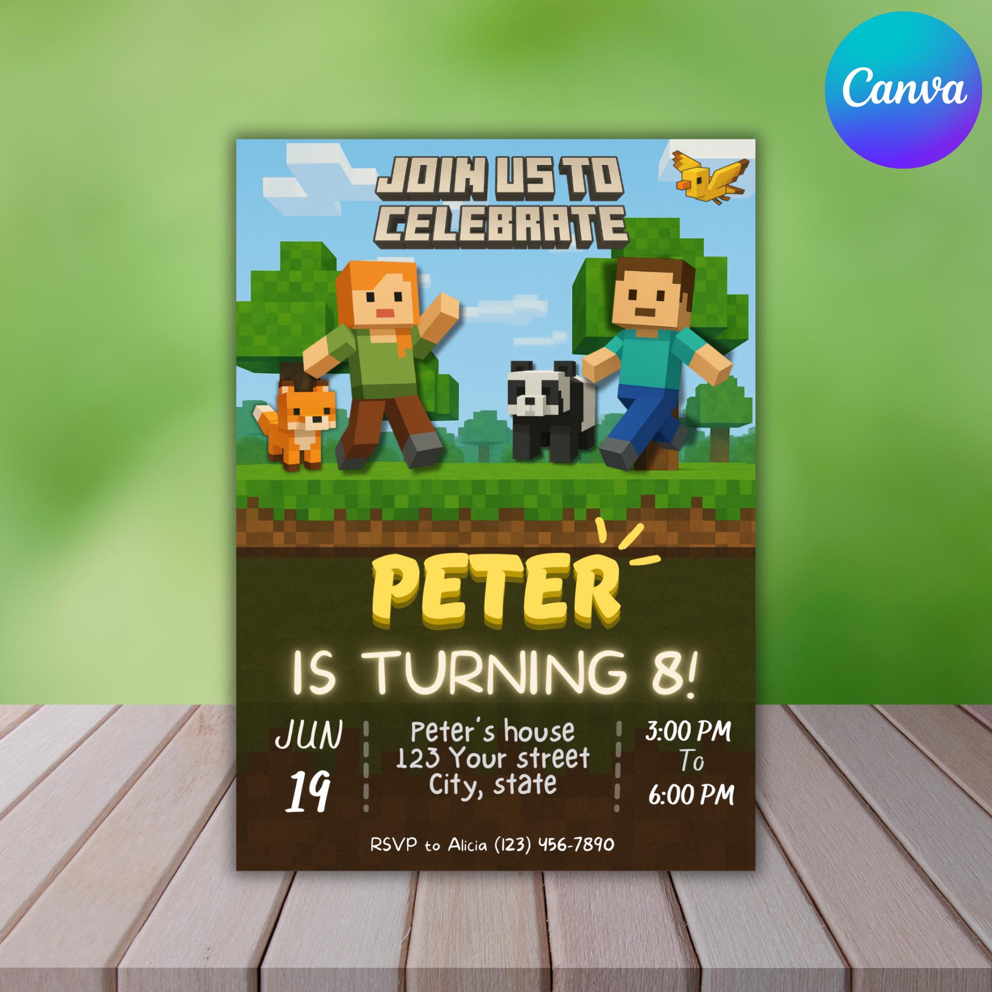 Pixel Party Birthday Invite