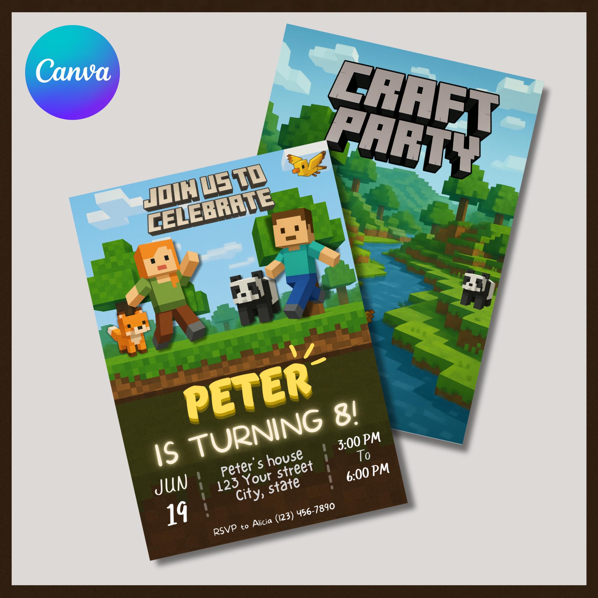 Pixel Party Birthday Invite