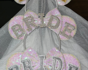 BRIDE Disney Minnie Mouse Ears Headband with Veil.