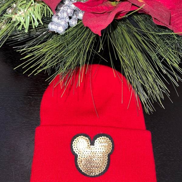 Disney Gold Mickey Mouse Beanie Hats.