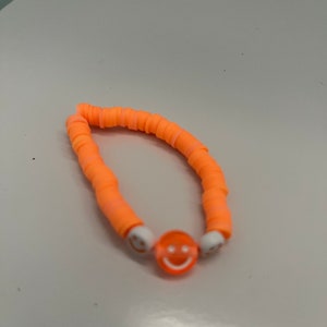 Orange Smiley Face Clay Bead Bracelets