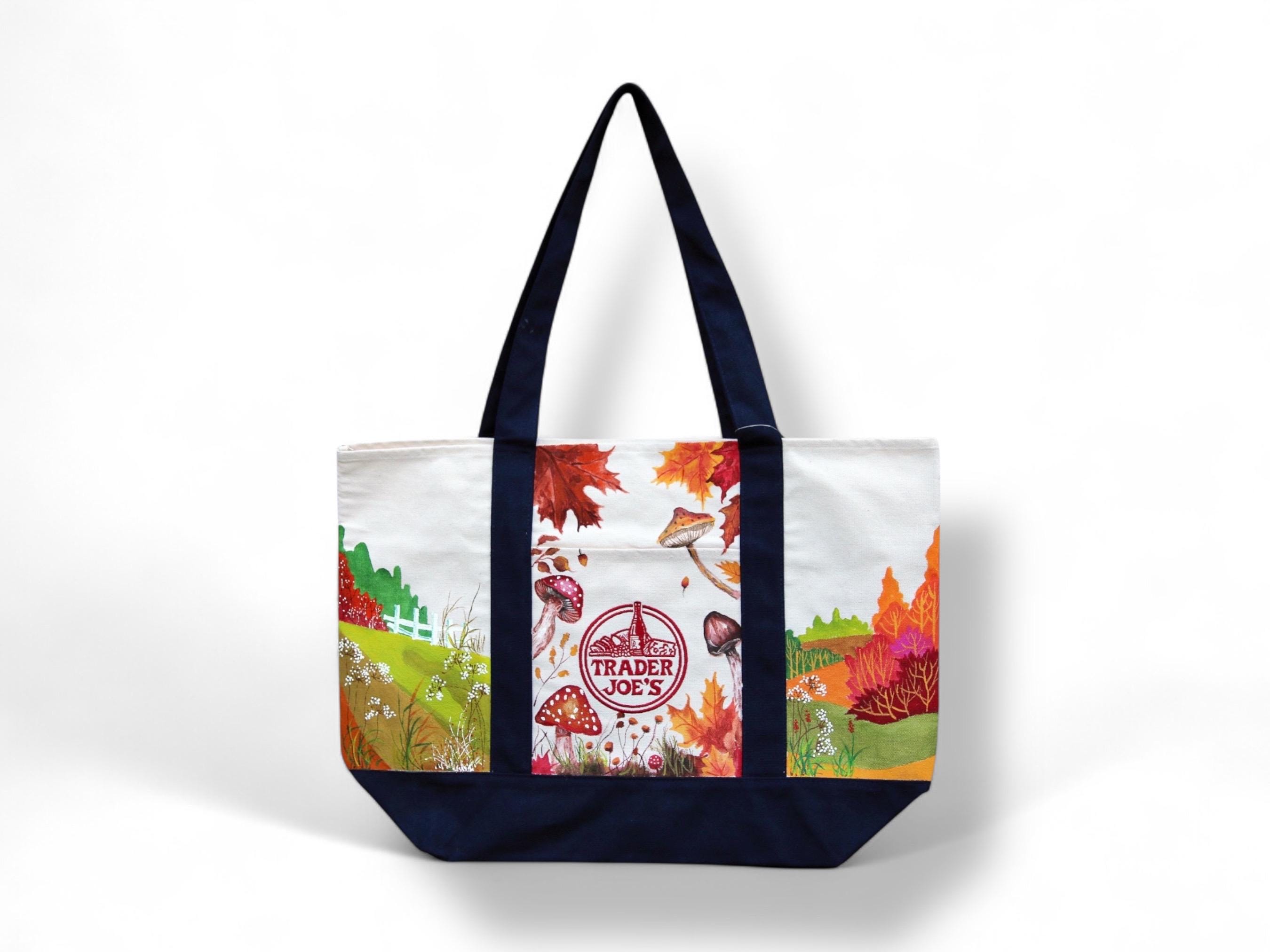 Handpainted Trader Joe's Large Canvas Tote Bag – Fall Design