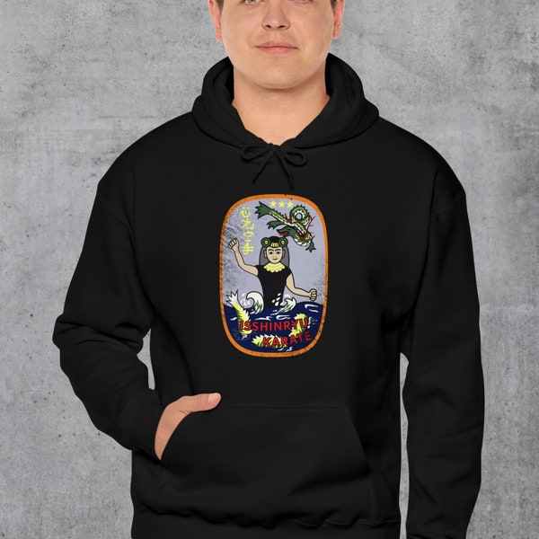 Isshinryu Karate hoodie with distressed Megami Design. This Mizugami, hoodie would make a great Christmas or fathers day gift, Mizu gami