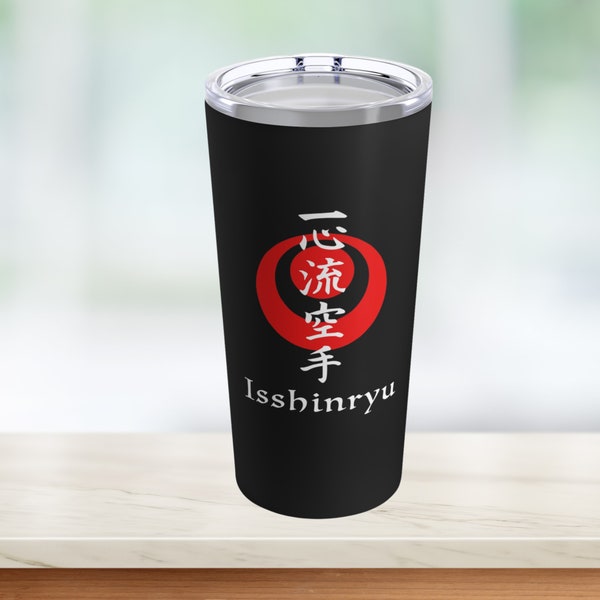 Isshinryu karate with Kanji stainless steel water bottle, Isshinryu karate gift, 20 oz tumbler