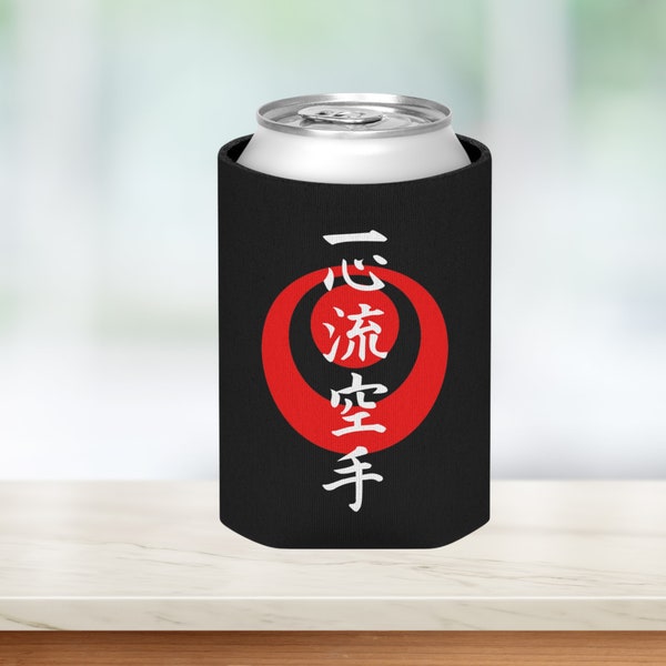 Isshinryu Karate can cooler, Isshinryu gift, Isshinryu Kanji, Okinawa flag, Isshinryu beer cozy