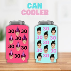 Personalized Can Cooler, Beer hugger, Custom Photo Can Cooler, Slim Can Cooler, Custom Birthday Favors, Bachelorette Party Favors