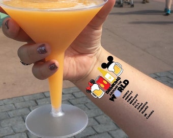 Epcot Drinking Around The World Temporary Tattoo: Checklist Tour