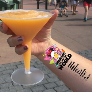 Weltweit trinken Tattoo, Epcot World Showcase, Disney Tattoo, Weltweit trinken, Checkliste trinken, Weltweit trinken, Essen & Wein