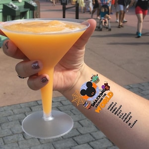 Snacking around World Tattoo, Epcot World Showcase, Disney temporäres Tattoo, Snacking Checkliste, Snack around World Tour, Essen & Wein