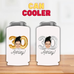 Birthday Can Cooler, 30th Birthday Can Cooler, 20th Birthday Can Cooler, Birthday Girl, Ballons Can Cooler, Gift For Her, Custom Party Gift