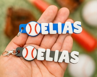 Llavero de béisbol personalizado, etiqueta con nombre impresa en 3D