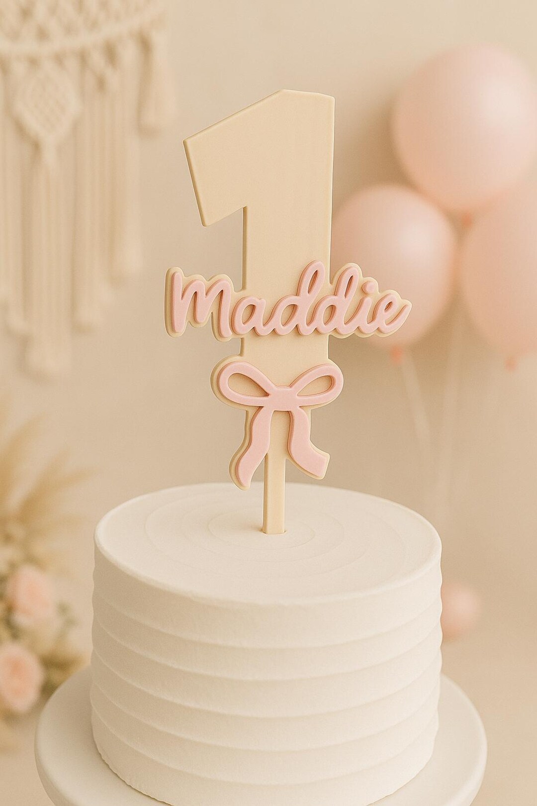 Personalized Ribbon Bow Cake Topper: Coquette Birthday Party Decor - Etsy