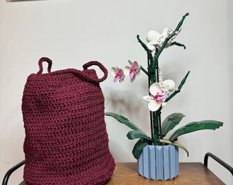 Bolso saco de crochet a crochet con cuerda