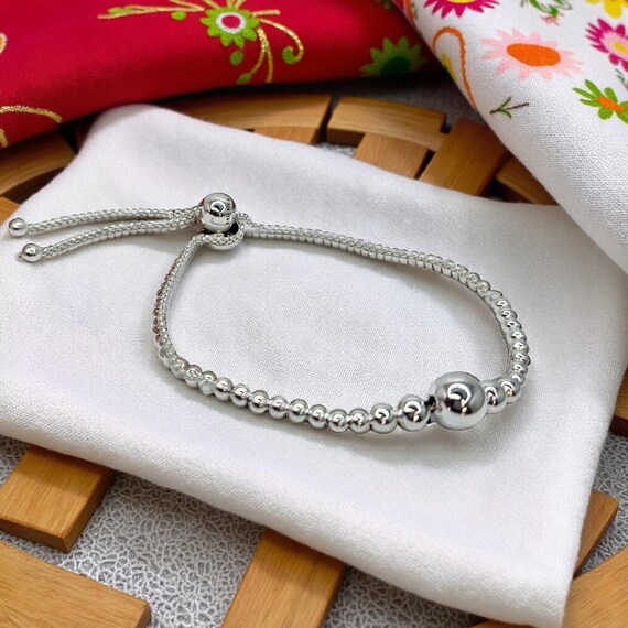Silver Bubble Bracelet, Adjustable Slider Clasp, … - image 3