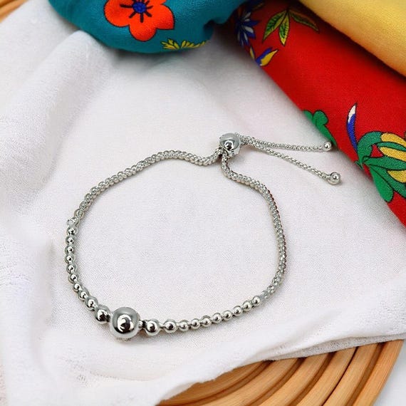 Silver Bubble Bracelet, Adjustable Slider Clasp, … - image 4