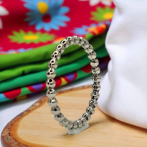 Beaded Ring in Silver, Stackable Ring for Women, … - image 1