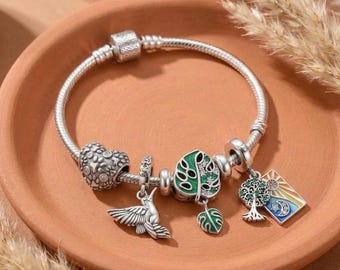 Nature Charm, Sterling Silver Hummingbird Tree of Life Monstera Paw, Choose Your Style