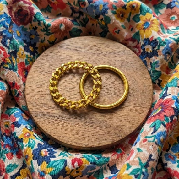 Stackable Ring Duo, Unique Jewellery, Curb Link C… - image 3