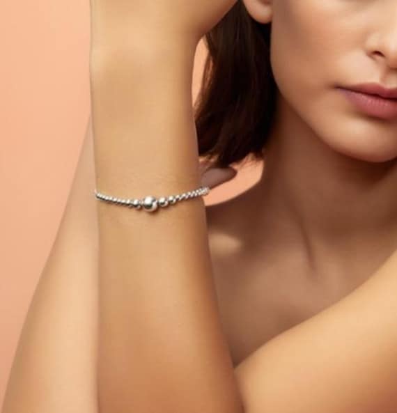 Silver Bubble Bracelet, Adjustable Slider Clasp, … - image 2