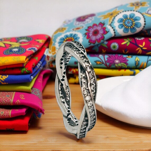 Silver Braided Pave Ring, Elegant Silver Jeweller… - image 2