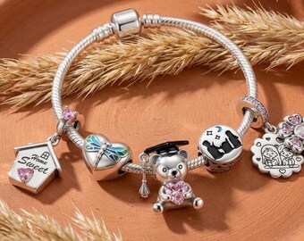 Home Sweet Home Charm, Family Moon, Sister Teddy, Grad Bear, Dragonfly Heart, 925 Silver