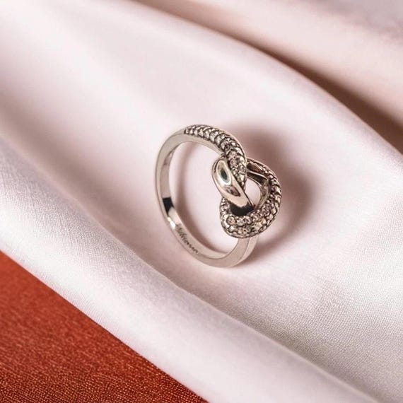 Statement Knotted Silver Ring, Heart Shape, Stack… - image 4