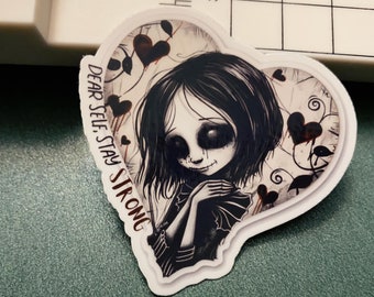 Gothic Skeleton Sticker, Halloween Sticker, Dark Aesthetic, Cute Skull Decal, Spooky Goth, Vinyl Waterproof Sticker, Laptop, Water Bottle