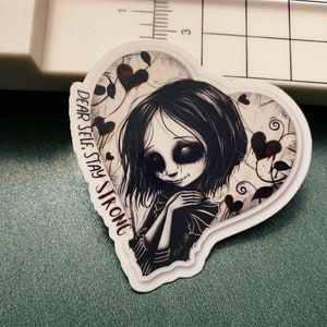 Sticker squelette gothique, Sticker Halloween, Esthétique sombre, Sticker tête de mort mignon, Goth effrayant, Sticker imperméable en vinyle, Ordinateur portable, Bouteille d'eau