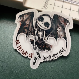 Sticker squelette gothique, Esthétique sombre, Sticker tête de mort mignon, Art gothique fantasmagorique, Sticker imperméable en vinyle, Motivant, Ordinateur portable, Bouteille d'eau