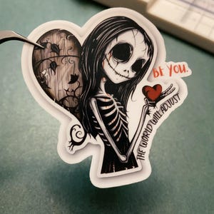 Sticker squelette gothique, Sticker Halloween, Esthétique sombre, Sticker tête de mort mignon, Goth effrayant, Sticker imperméable en vinyle, Ordinateur portable, Bouteille d'eau