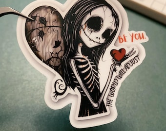 Gothic Skeleton Sticker, Halloween Sticker, Dark Aesthetic, Cute Skull Decal, Spooky Goth, Vinyl Waterproof Sticker, Laptop, Water Bottle