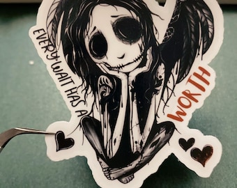 Gothic Skeleton Sticker, Halloween Sticker, Dark Aesthetic, Cute Skull Decal, Spooky Goth, Vinyl Waterproof Sticker, Laptop, Water Bottle