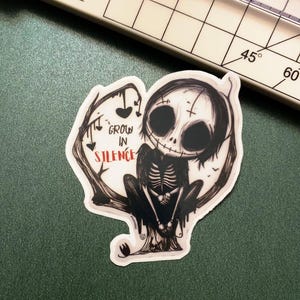 Sticker squelette gothique, Sticker Halloween, Esthétique sombre, Sticker tête de mort mignon, Goth effrayant, Sticker imperméable en vinyle, Ordinateur portable, Bouteille d'eau