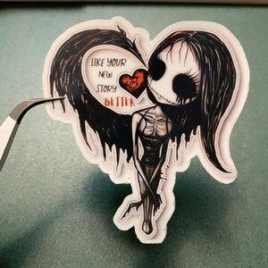 Sticker squelette gothique, Sticker Halloween, Esthétique sombre, Sticker tête de mort mignon, Goth effrayant, Sticker imperméable en vinyle, Ordinateur portable, Bouteille d'eau