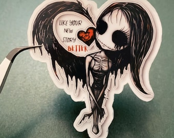 Gothic Skeleton Sticker, Halloween Sticker, Dark Aesthetic, Cute Skull Decal, Spooky Goth, Vinyl Waterproof Sticker, Laptop, Water Bottle