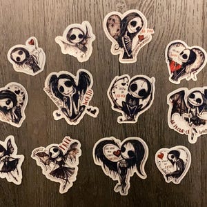 12 autocollants squelette d'Halloween, esthétique sombre, sticker tête de mort mignon, fantasmagorique gothique, autocollant imperméable en vinyle, motivation, bouteille d'eau pour ordinateur portable