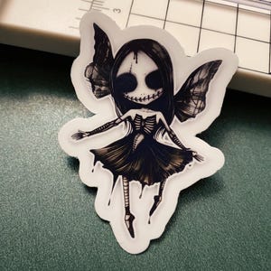 Sticker squelette gothique, Esthétique sombre, Sticker tête de mort mignon, Art gothique fantasmagorique, Sticker imperméable en vinyle, Motivant, Ordinateur portable, Bouteille d'eau