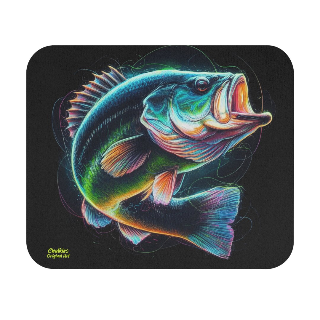 Large Mouth Bass Chalk Art Mouse Pad Etsy
