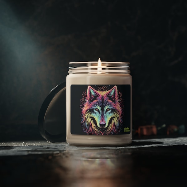 Wolf Chalk Art Scented Soy Candle, 9oz