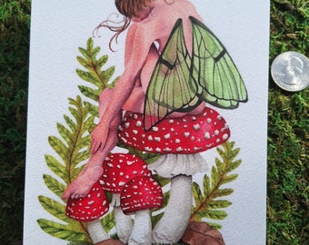 Pensive Fae- 5x7 Postcard Art Print