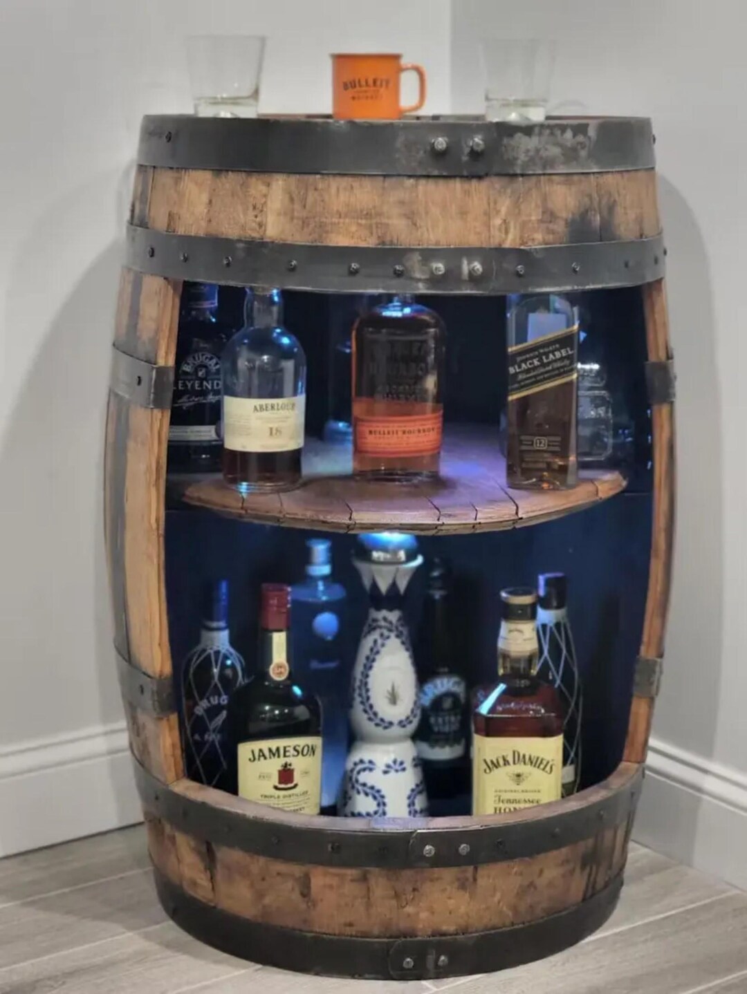 Custom Whiskey Cabinet, Whiskey Barrel Liquor Cabinet, Barrel Bar ...