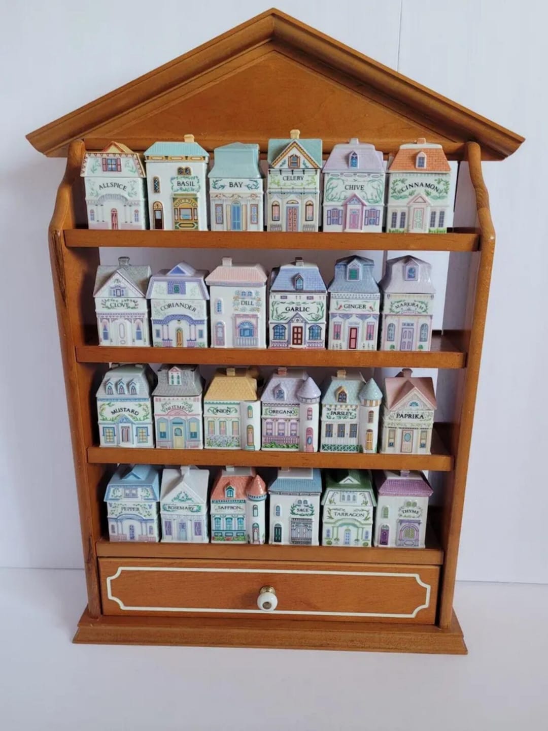 1989 Lenox Spice Village - Complete Set With 24 Jars + Shelf - 1989 ...