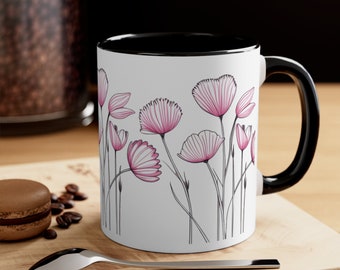 Tasse à fleurs créative colorée et vibrante pour la fête des mères, cadeau d'anniversaire de bureau, tasse à café fabriquée 11 oz