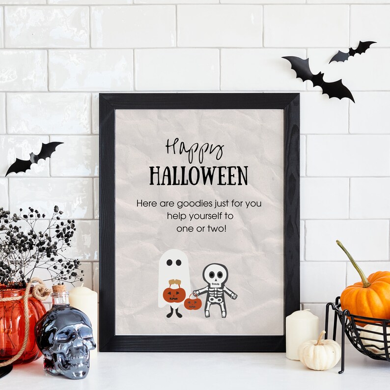 Trick or Treat Sign, Printable Halloween, Please Take One or Two, Candy ...
