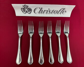 Christofle Spatours 6 forchette da tavola 20.5cm placcate argento