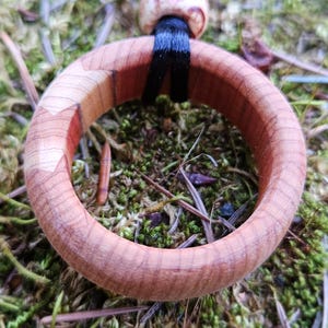 Cedar Wood Spirit Ring Pendant Necklace, Hand Carved and Finished, Magic Cedar Tree Ring, Adjustable Cord, Plant Medicine, Forest Creation